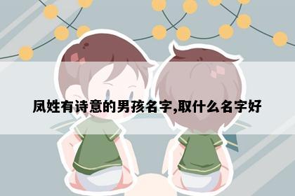 凤姓有诗意的男孩名字,取什么名字好